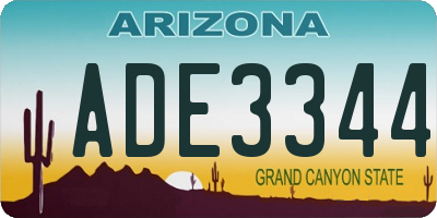 AZ license plate ADE3344