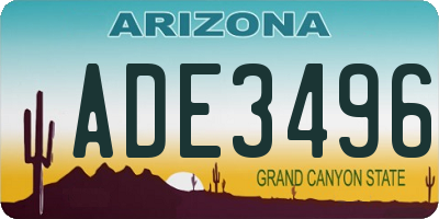 AZ license plate ADE3496