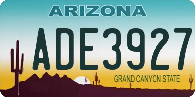 AZ license plate ADE3927
