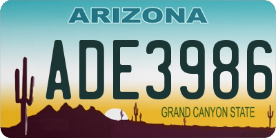 AZ license plate ADE3986