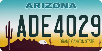 AZ license plate ADE4029