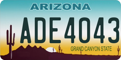 AZ license plate ADE4043