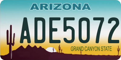AZ license plate ADE5072