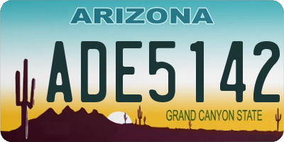 AZ license plate ADE5142