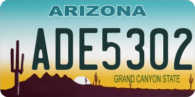 AZ license plate ADE5302