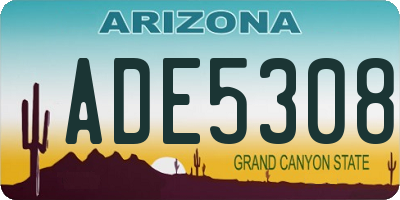 AZ license plate ADE5308
