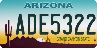 AZ license plate ADE5322