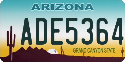 AZ license plate ADE5364