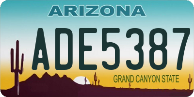 AZ license plate ADE5387