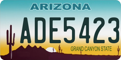 AZ license plate ADE5423
