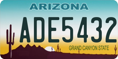 AZ license plate ADE5432