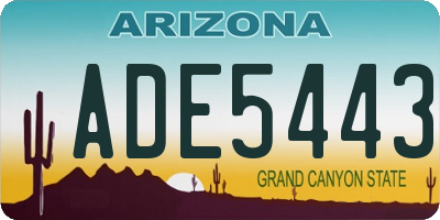 AZ license plate ADE5443