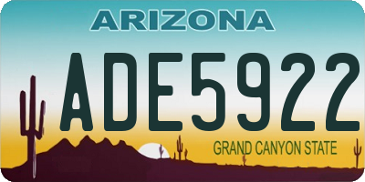 AZ license plate ADE5922