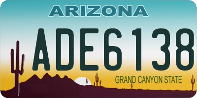 AZ license plate ADE6138