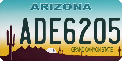 AZ license plate ADE6205
