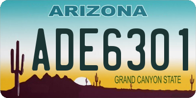 AZ license plate ADE6301