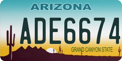 AZ license plate ADE6674