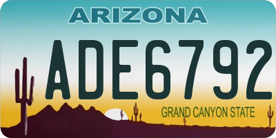 AZ license plate ADE6792