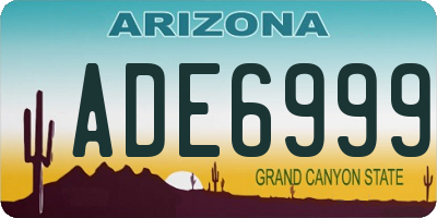 AZ license plate ADE6999