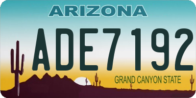 AZ license plate ADE7192