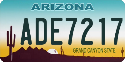 AZ license plate ADE7217