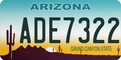 AZ license plate ADE7322