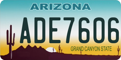 AZ license plate ADE7606