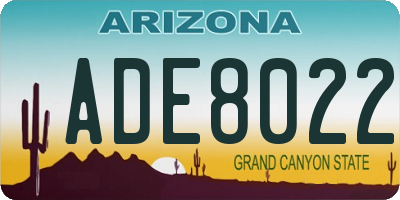 AZ license plate ADE8022