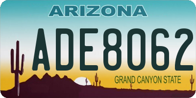 AZ license plate ADE8062