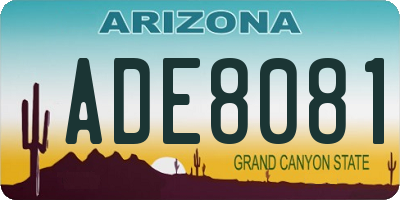 AZ license plate ADE8081