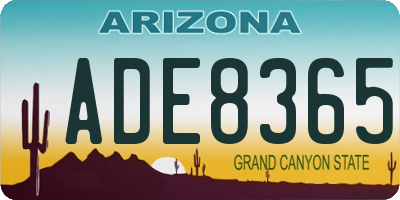 AZ license plate ADE8365