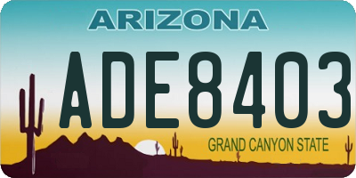 AZ license plate ADE8403