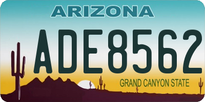 AZ license plate ADE8562