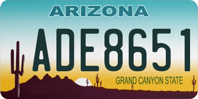 AZ license plate ADE8651