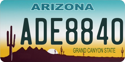 AZ license plate ADE8840