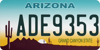 AZ license plate ADE9353