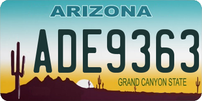 AZ license plate ADE9363