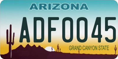 AZ license plate ADF0045