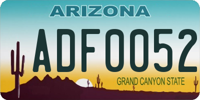 AZ license plate ADF0052