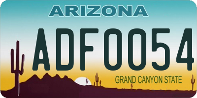 AZ license plate ADF0054
