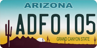 AZ license plate ADF0105