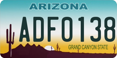 AZ license plate ADF0138