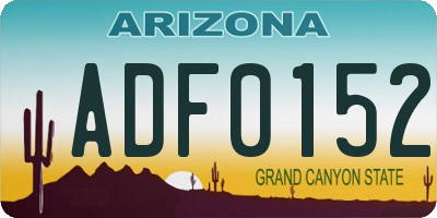 AZ license plate ADF0152