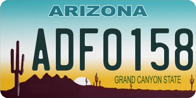 AZ license plate ADF0158
