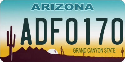 AZ license plate ADF0170
