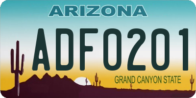 AZ license plate ADF0201