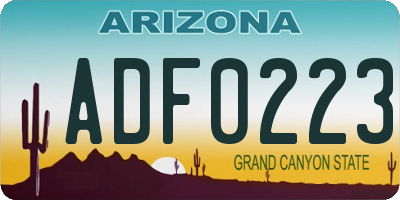 AZ license plate ADF0223