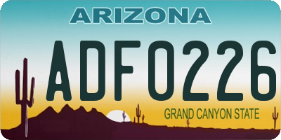 AZ license plate ADF0226