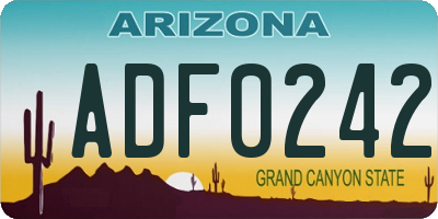 AZ license plate ADF0242