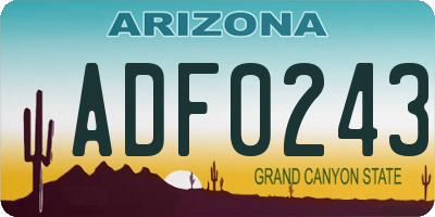 AZ license plate ADF0243